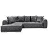 ECKSOFA Anthrazit Mikrovelours  - Anthrazit/Silberfarben, Basics, Kunststoff/Textil (319/194cm) - MID.YOU