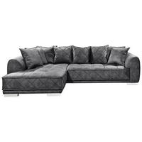 ECKSOFA Anthrazit Mikrovelours  - Anthrazit/Silberfarben, Basics, Kunststoff/Textil (319/194cm) - MID.YOU
