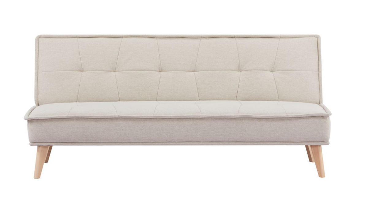 SCHLAFSOFA Webstoff Beige  - Beige/Kieferfarben, Design, Holz/Textil (181/82/85cm) - MID.YOU