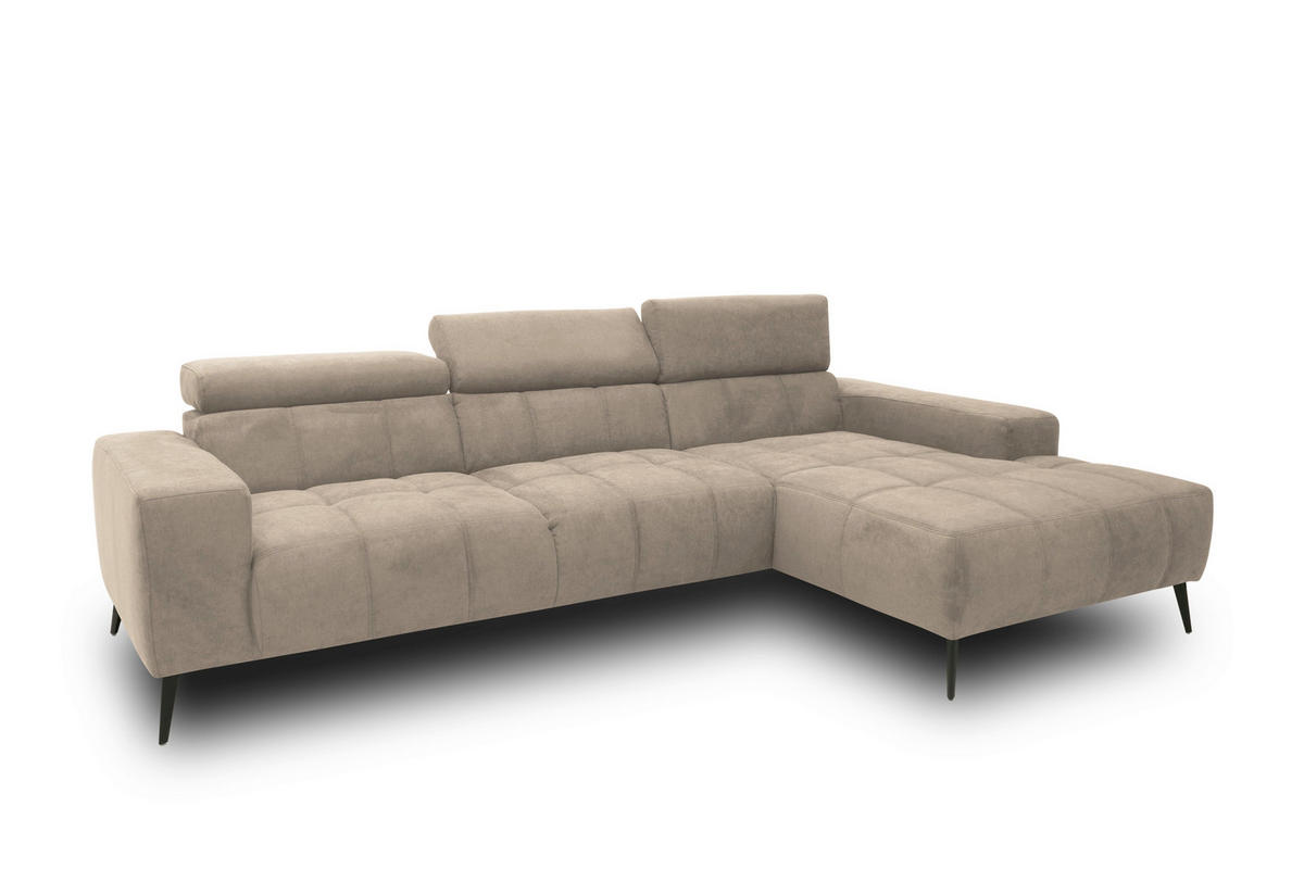 ECKSOFA TRENTO Taupe Mikrofaser  - Taupe/Dunkelgrau, MODERN, Textil/Metall (287/175cm) - MID.YOU