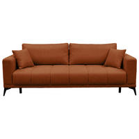 SCHLAFSOFA GRANDE in Chenille Rot  - Rot/Schwarz, Design, Textil/Metall (238/83/98cm) - MID.YOU