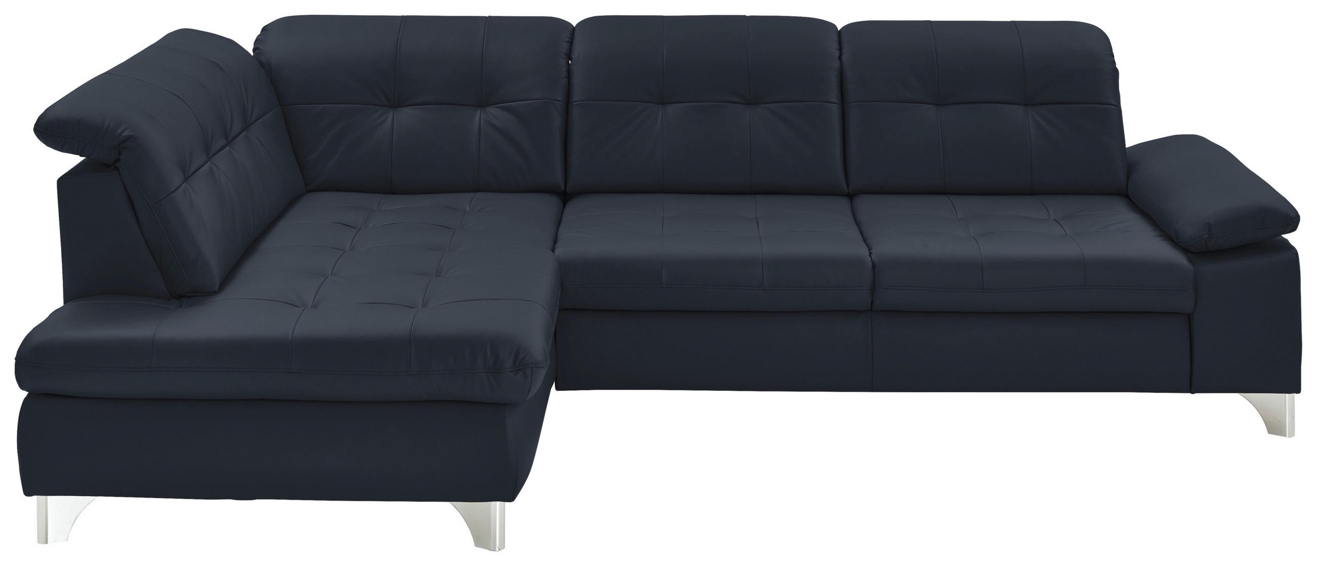 ECKSOFA Echtleder Dunkelblau  - Dunkelblau, Basics, Leder/Metall (211/309cm) - Beldomo Speed