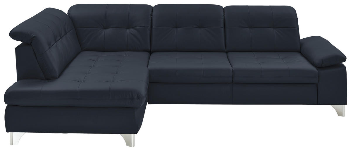 ECKSOFA Echtleder Dunkelblau  - Dunkelblau, Basics, Leder/Metall (211/309cm) - Beldomo Speed