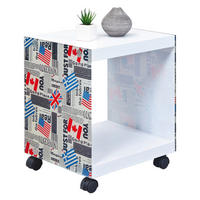 SOFFBORD i glas, trämaterial 38/33,50/46 cm  - vit/röd, Basics, trämaterial/glas (38/33,50/46cm) - MID.YOU
