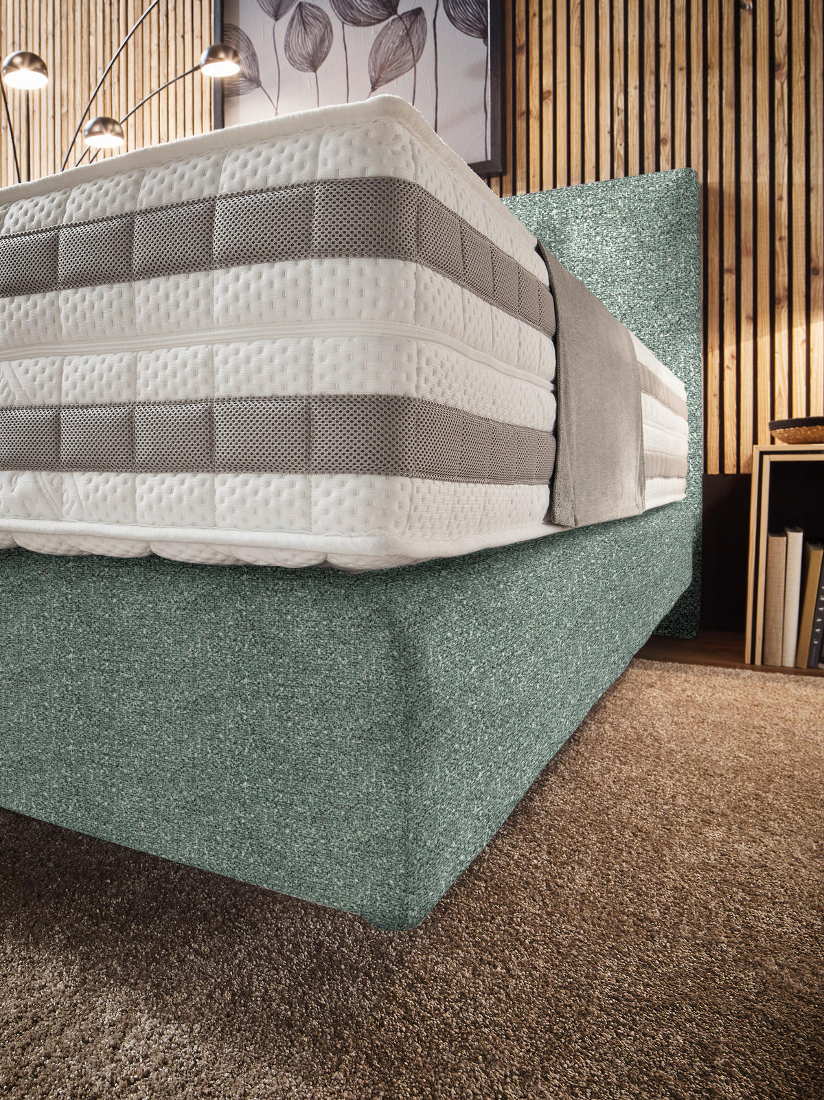 BOXSPRINGBETT 160/200 cm  in Olivgrün  - Olivgrün, KONVENTIONELL, Holz/Textil (160/200cm) - Dieter Knoll