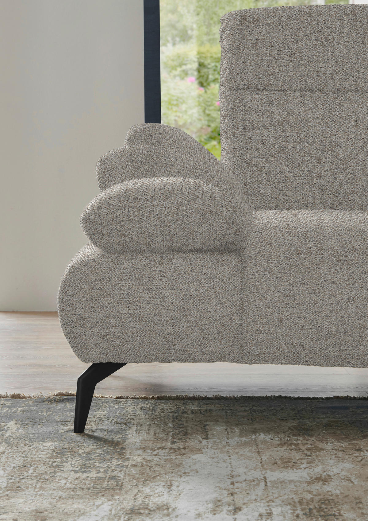 ECKSOFA in Webstoff Silberfarben  - Silberfarben/Schwarz, Design, Textil/Metall (223/290cm) - Moderano