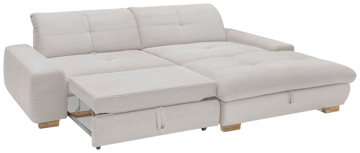 ECKSOFA Hellgrau Cord  - Eichefarben/Hellgrau, Design, Holz/Textil (276/198cm) - SetOne by Musterring