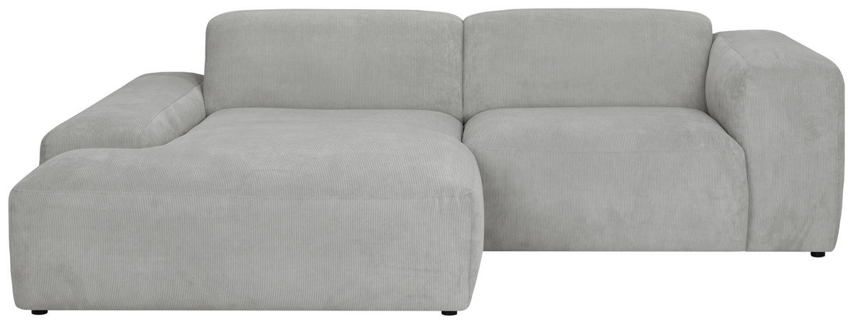 ECKSOFA in Cord Hellgrau  - Hellgrau/Schwarz, Design, Kunststoff/Textil (170/252cm) - MID.YOU