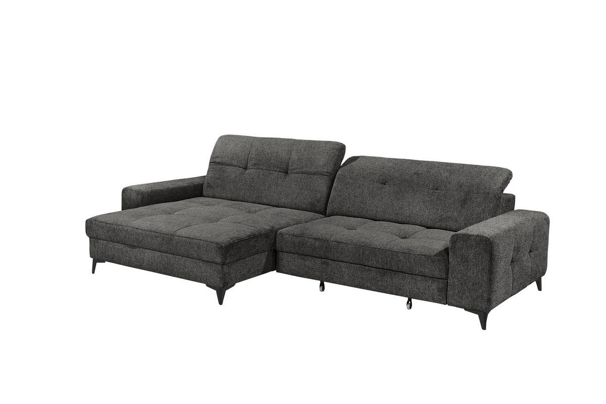 ECKSOFA SORELLA Graphitfarben Chenille Kopfteilverstellung, Sitztiefenverstellung  - Schwarz/Graphitfarben, Design, Kunststoff/Textil (182/328cm) - MID.YOU