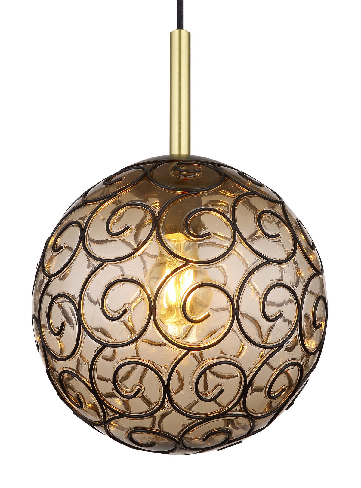 HÄNGELEUCHTE 25/120 cm    - Goldfarben/Schwarz, Konventionell, Kunststoff/Metall (25/120cm) - Globo