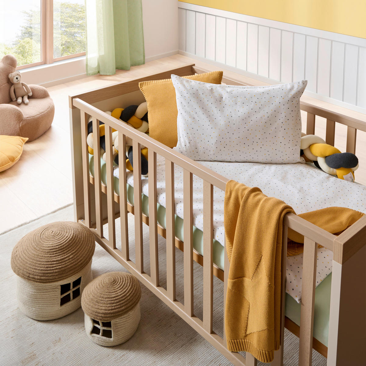 HADOVÝ MANTINEL DO POSTÝLKY - krémová/tmavě šedá, Basics, textil (16/200cm) - Patinio