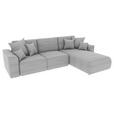 ECKSOFA Grau Cord  - Chromfarben/Grau, KONVENTIONELL, Kunststoff/Textil (293/195cm) - Carryhome