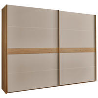 SCHWEBETÜRENSCHRANK  in Taupe, Eichefarben  - Taupe/Eichefarben, Basics, Holz/Holzwerkstoff (270,6/230,4/68cm) - Novel