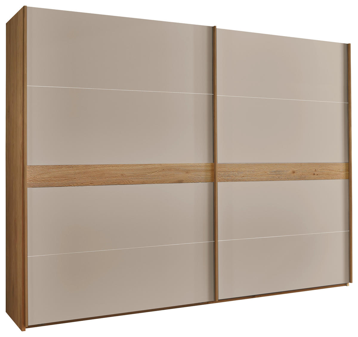 SCHWEBETÜRENSCHRANK  in Taupe, Eichefarben  - Taupe/Eichefarben, Basics, Holz/Holzwerkstoff (270,6/230,4/68cm) - Novel