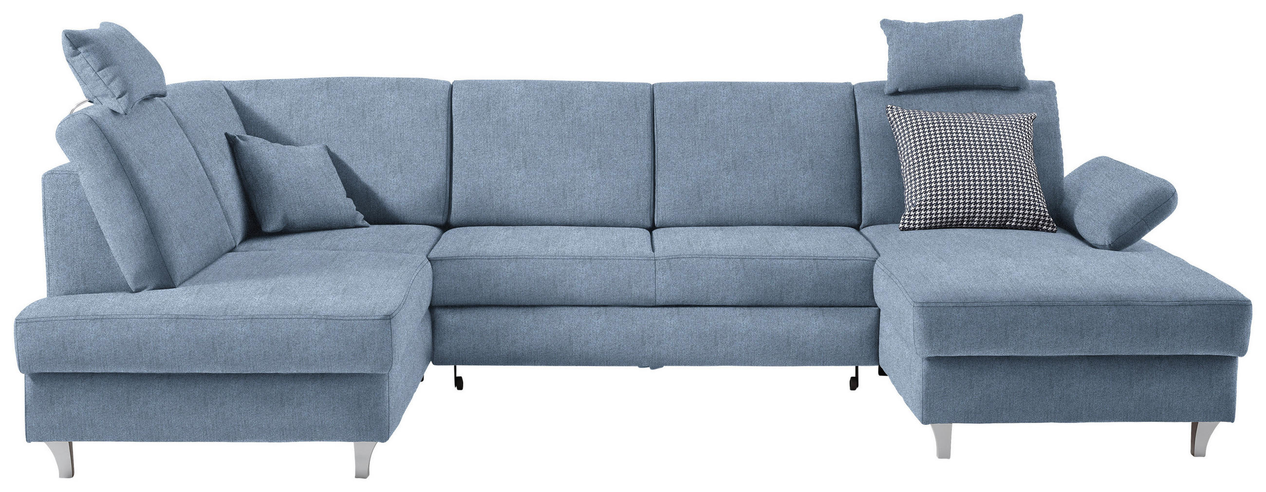 WOHNLANDSCHAFT in Struktur Blau  - Blau/Silberfarben, KONVENTIONELL, Holz/Textil (186/322/167cm) - Cantus