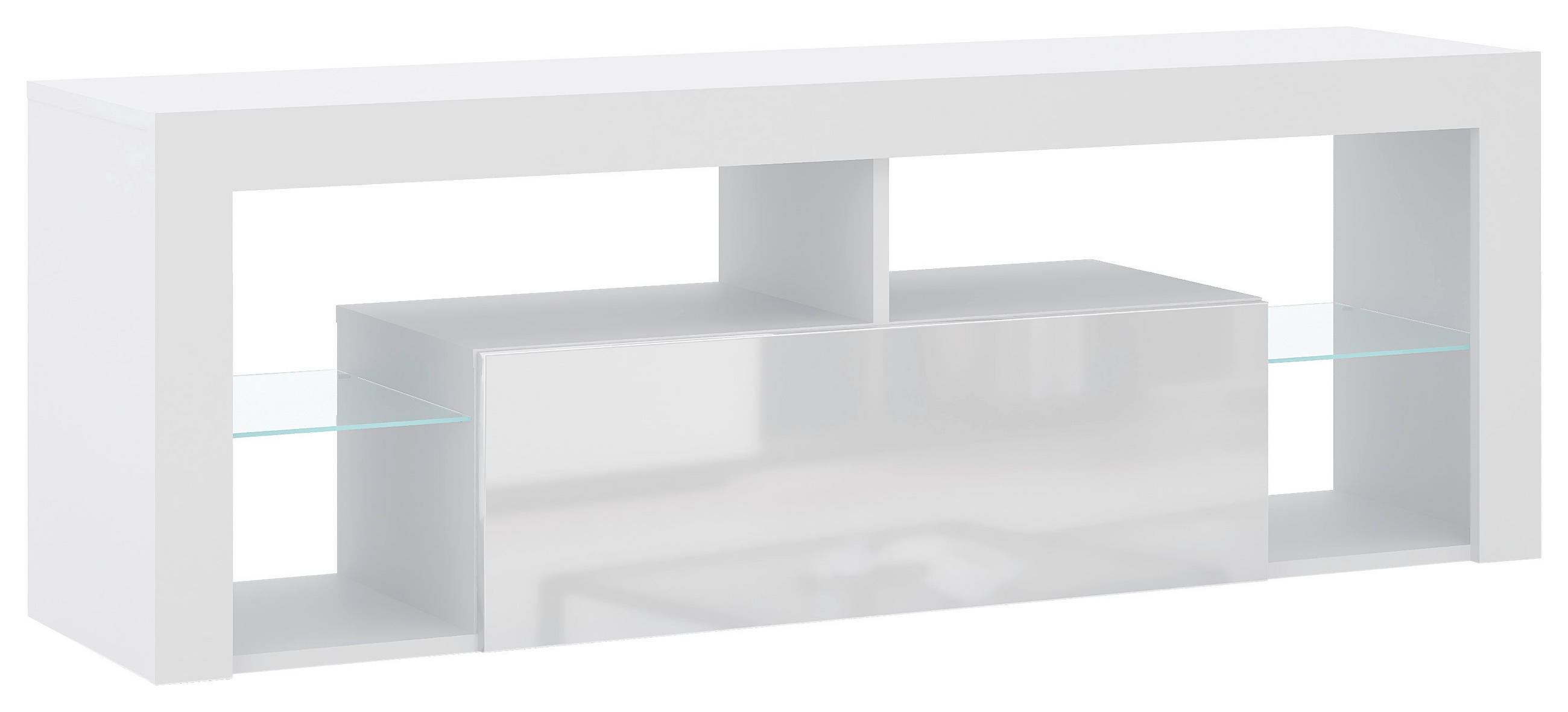 LOWBOARD EVEREST  in 140/50,5/35 cm  - Schwarz/Weiß, Design, Glas/Holzwerkstoff (140/50,5/35cm) - Livetastic