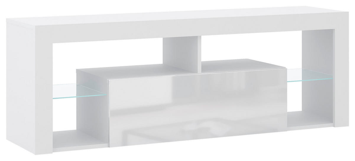 LOWBOARD EVEREST  in 140/50,5/35 cm  - Schwarz/Weiß, Design, Glas/Holzwerkstoff (140/50,5/35cm) - Livetastic