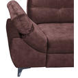 ECKSOFA Aubergine Velours  - Aubergine/Schwarz, KONVENTIONELL, Kunststoff/Textil (275/218cm) - Carryhome