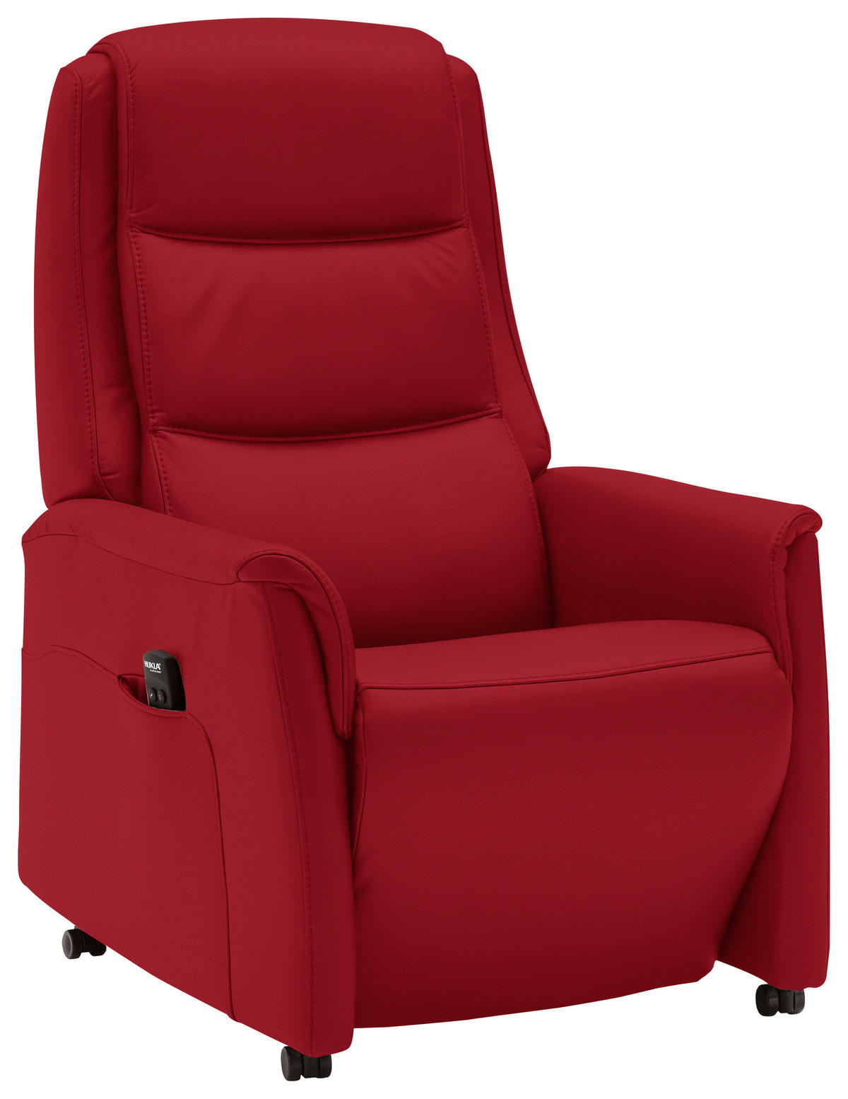 FERNSEHSESSEL Valdera  mit Relaxfunktion, Aufstehhilfe, Rücken echt Echtleder Rot  - Rot/Schwarz, KONVENTIONELL, Leder/Kunststoff (70/107/88cm) - Livetastic