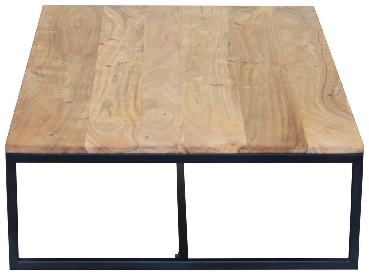 COUCHTISCH Akazie massiv 110/70/35 cm rechteckig Schwarz, Akaziefarben  - Schwarz/Akaziefarben, Design, Holz/Metall (110/70/35cm) - home24