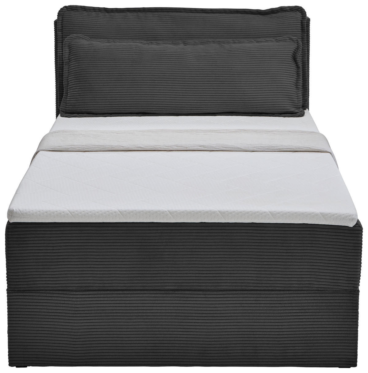 BOXBETT 120/200 cm,  in Anthrazit, Kissen, Bettkasten, Topper, H3 = fest  - Anthrazit/Schwarz, Design, Kunststoff/Textil (120/200cm) - Chameo