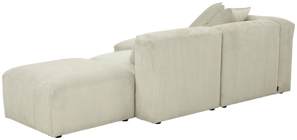 ECKSCHLAFSOFA Creme Cord  - Creme/Schwarz, Design, Kunststoff/Textil (160/250cm) - Max Winzer