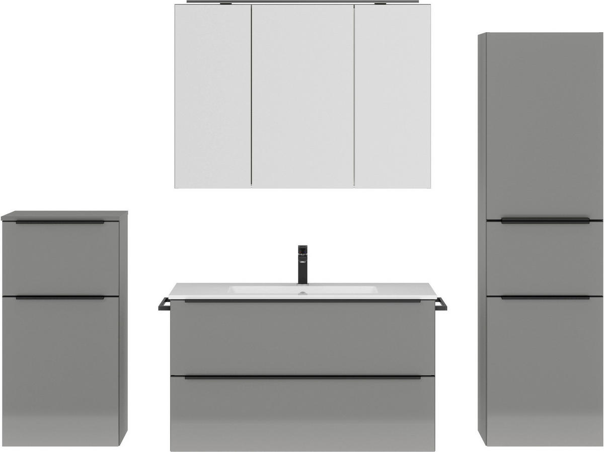 BADEZIMMER 5-teilig  in 191 cm  - Schieferfarben/Schwarz, MODERN, Holzwerkstoff/Stein (191cm) - Nobilia