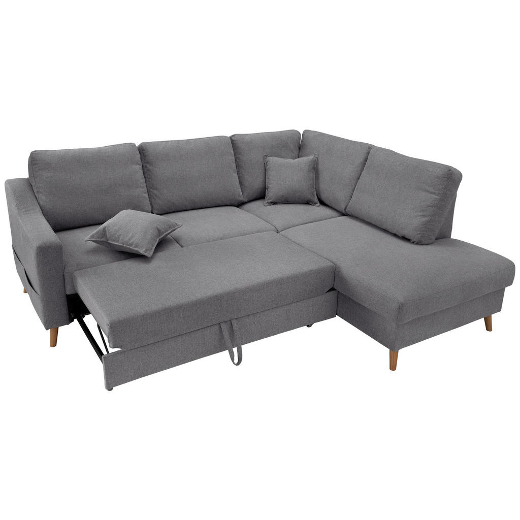 Thumbnail - Livetastic Ecksofa Valentina, Dunkelgrau, Textil, Buche, Uni, 4-Sitzer, Füllung: Schaumstoff, Ottomane rechts, L-Form, 2...