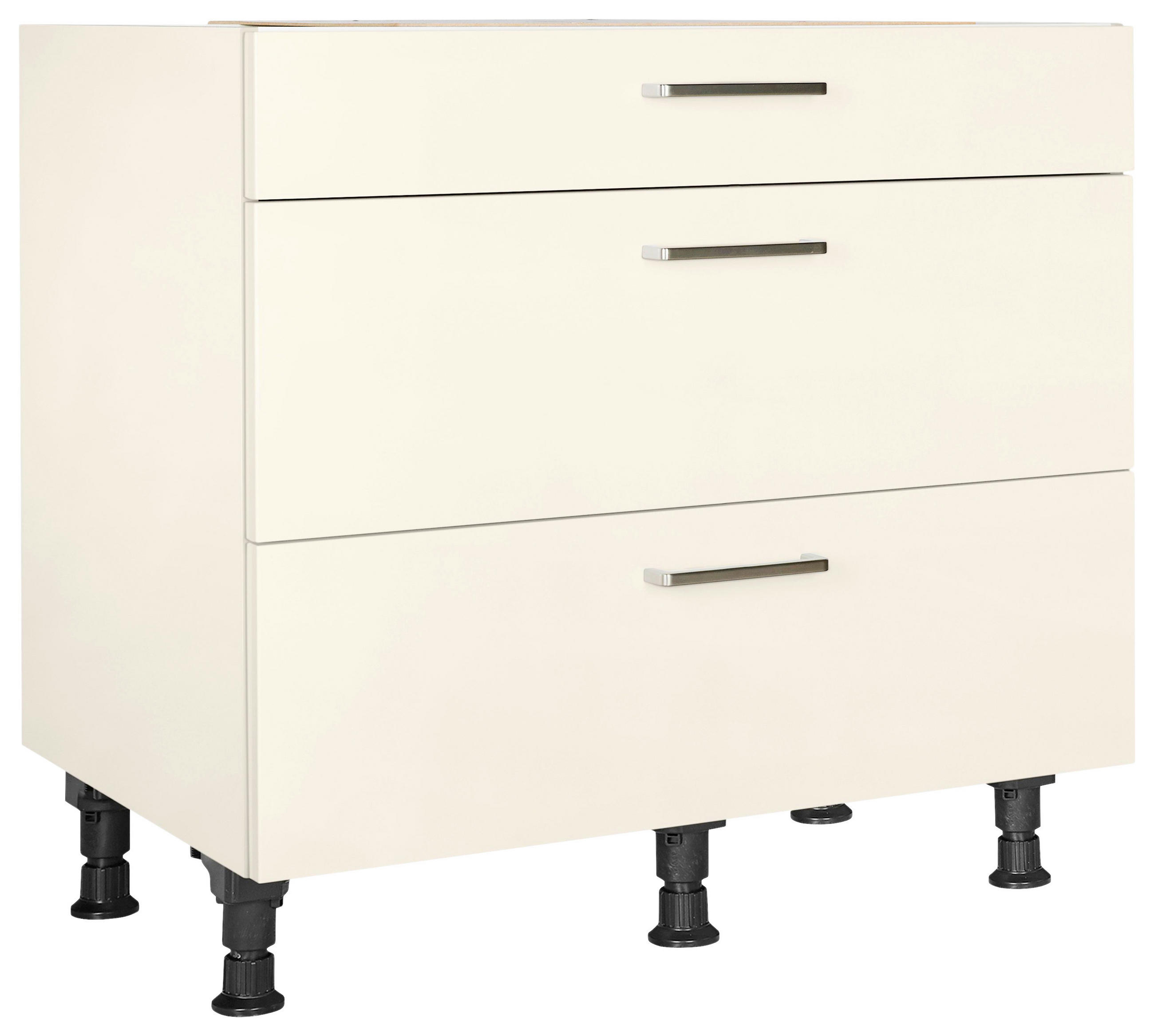SCHUBKASTENUNTERSCHRANK 90/87/56 cm  in Magnolie  - Edelstahlfarben/Magnolie, MODERN, Holzwerkstoff/Metall (90/87/56cm) - Nobilia
