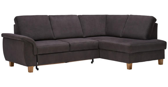 ECKSOFA inkl.Funktionen Braun Flachgewebe  - Eichefarben/Braun, Design, Holz/Textil (253/185cm) - Cantus