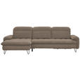 ECKSOFA in Flachgewebe Braun  - Schwarz/Braun, LIFESTYLE, Textil/Metall (180/310cm) - Valnatura