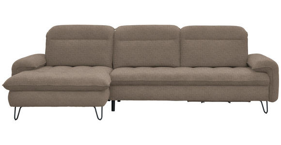 ECKSOFA in Flachgewebe Braun  - Schwarz/Braun, LIFESTYLE, Textil/Metall (180/310cm) - Valnatura