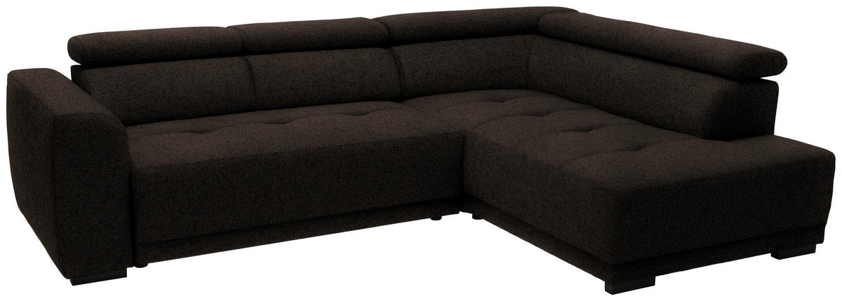 ECKSOFA in Struktur Dunkelbraun  - Dunkelbraun/Schwarz, Design, Kunststoff/Textil (284/205cm) - MID.YOU