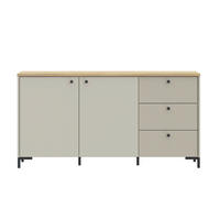 KOMODA, barve hrasta, peščene barve  - črna/barve hrasta, Moderno, kovina/umetna masa (152,8/79/41,9cm) - Cantus