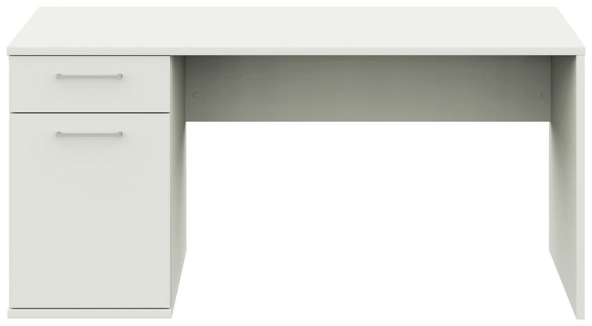 JUGENDSCHREIBTISCH 150/70/72 cm  in Weiss  - Weiss/Edelstahlfarben, Design, Holzwerkstoff/Metall (150/70/72cm) - Cantus