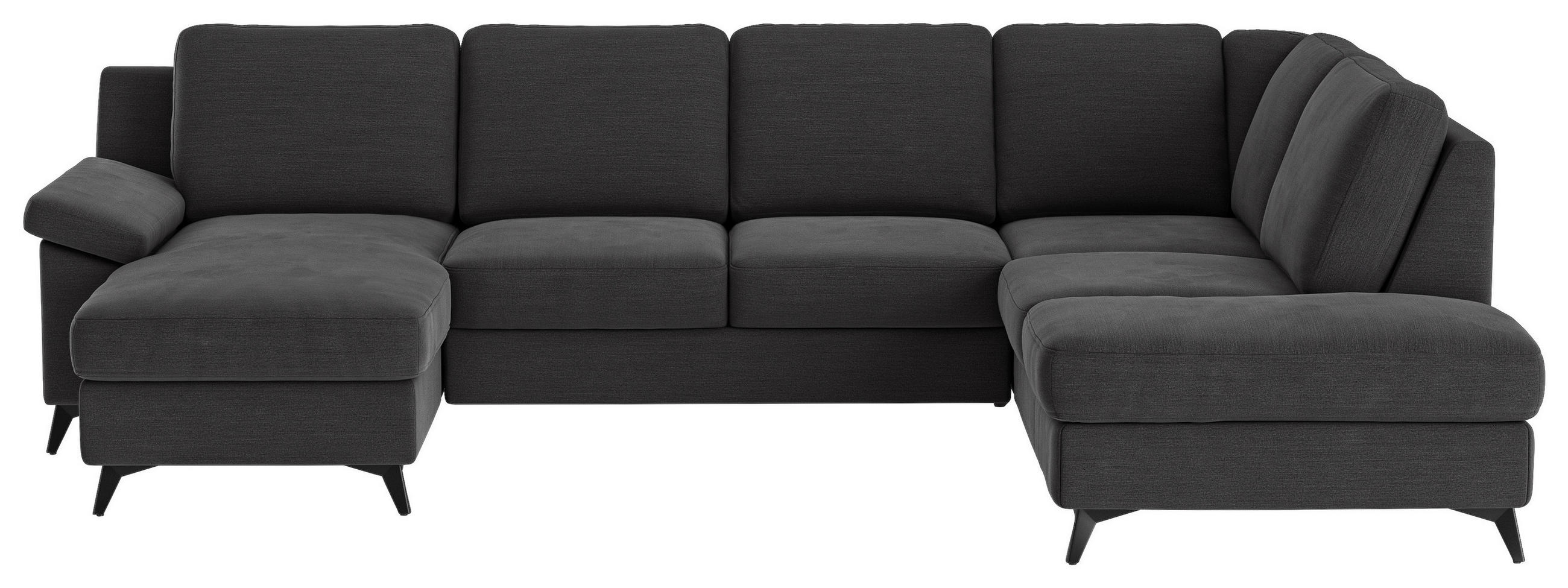 WOHNLANDSCHAFT Dunkelgrau Flachgewebe  - Dunkelgrau/Schwarz, KONVENTIONELL, Textil/Metall (156/309/204cm) - Cotta