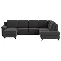 WOHNLANDSCHAFT in Flachgewebe Dunkelgrau  - Dunkelgrau/Schwarz, KONVENTIONELL, Textil/Metall (156/309/204cm) - Cotta