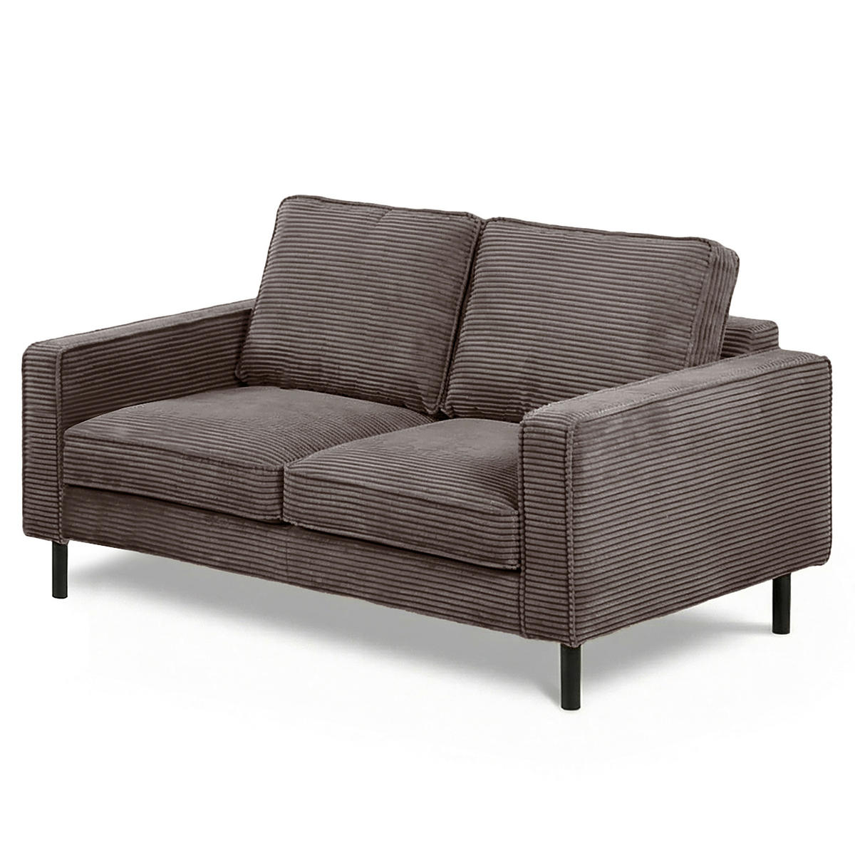 2-SITZER-SOFA Cord Taupe  - Taupe/Schwarz, Design, Textil/Metall (148/85/92cm) - Livetastic