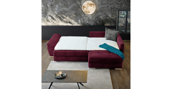 ECKSOFA in Webstoff Dunkelrot  - Chromfarben/Grau, Design, Kunststoff/Textil (276/212cm) - Carryhome