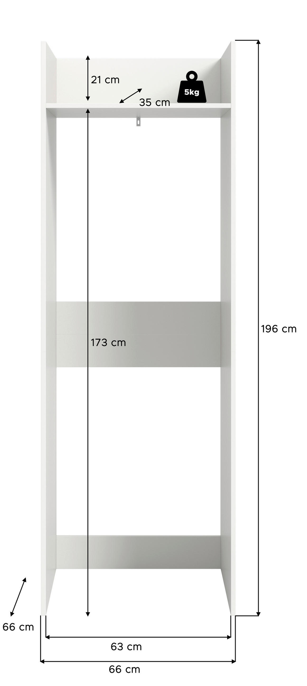 WASCHMASCHINENSCHRANK 66/195/60 cm  in Weiß  - Weiß, Basics, Holzwerkstoff (66/195/60cm) - MID.YOU