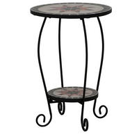 GARTENBEISTELLTISCH 40/40/60 cm  - Multicolor/Schwarz, MODERN, Keramik/Metall (40/40/60cm) - Siena Garden