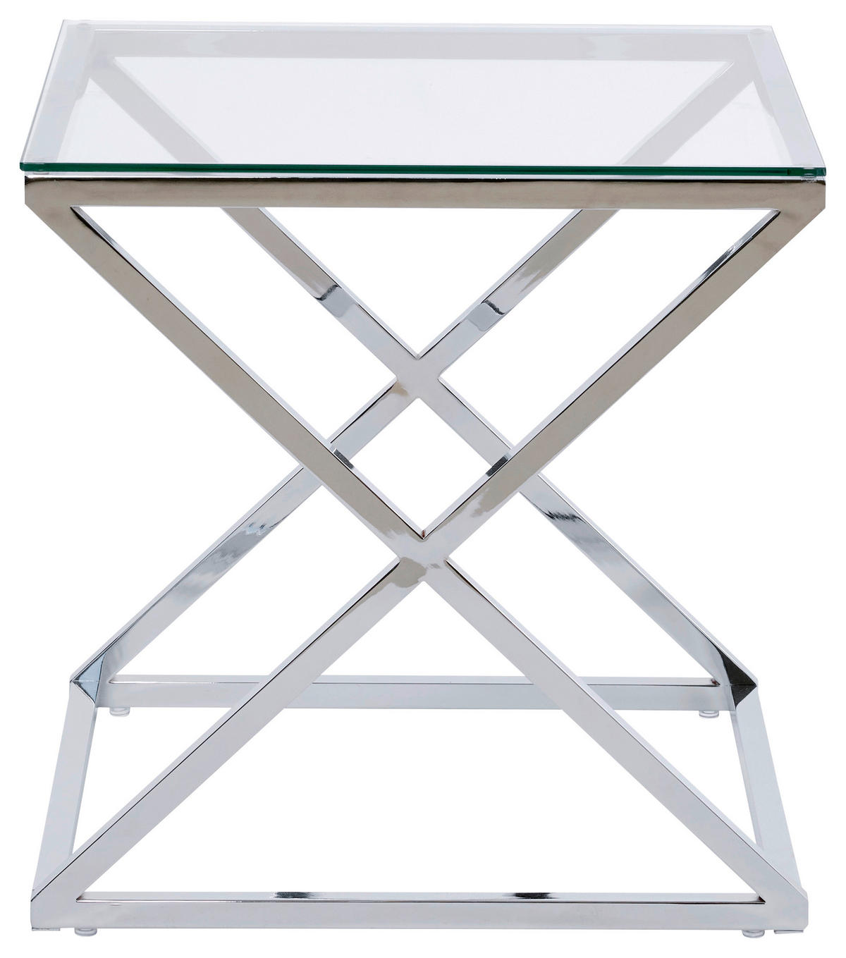 BEISTELLTISCH 50/50/50 cm Chromfarben quadratisch  - Chromfarben, MODERN, Glas/Metall (50/50/50cm) - Livetastic