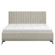 POLSTERBETT gepolstertes Kopfteil, Lattenrost, Bettkasten Beige 180/200 cm - Beige/Schwarz, KONVENTIONELL, Holz/Textil (180/200cm) - Hom`in