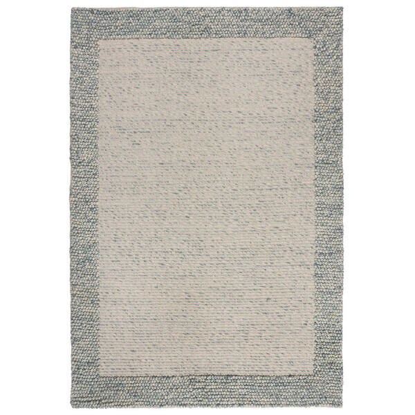 HANDWEBTEPPICH 120/170 cm BOBBLE WOOL BORDER Blau  - Blau, KONVENTIONELL, Textil (120/170cm)