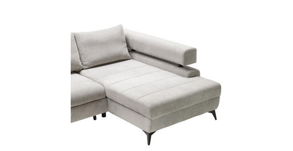 ECKSOFA in Chenille Hellgrau  - Hellgrau/Schwarz, KONVENTIONELL, Textil/Metall (265/184cm) - Hom`in