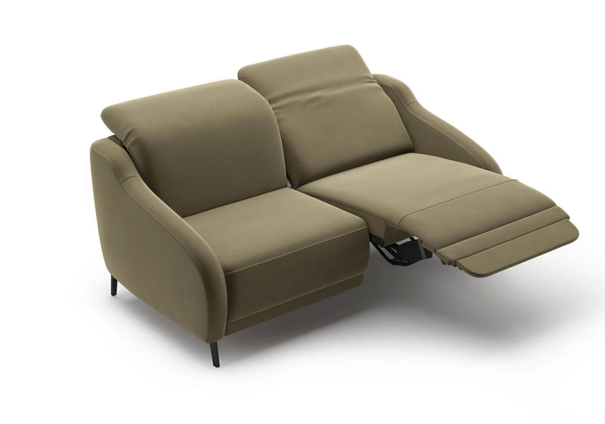 2,5-SITZER in Samt Olivgrün  - Schwarz/Olivgrün, MODERN, Textil/Metall (172/93/104cm) - Sit & More