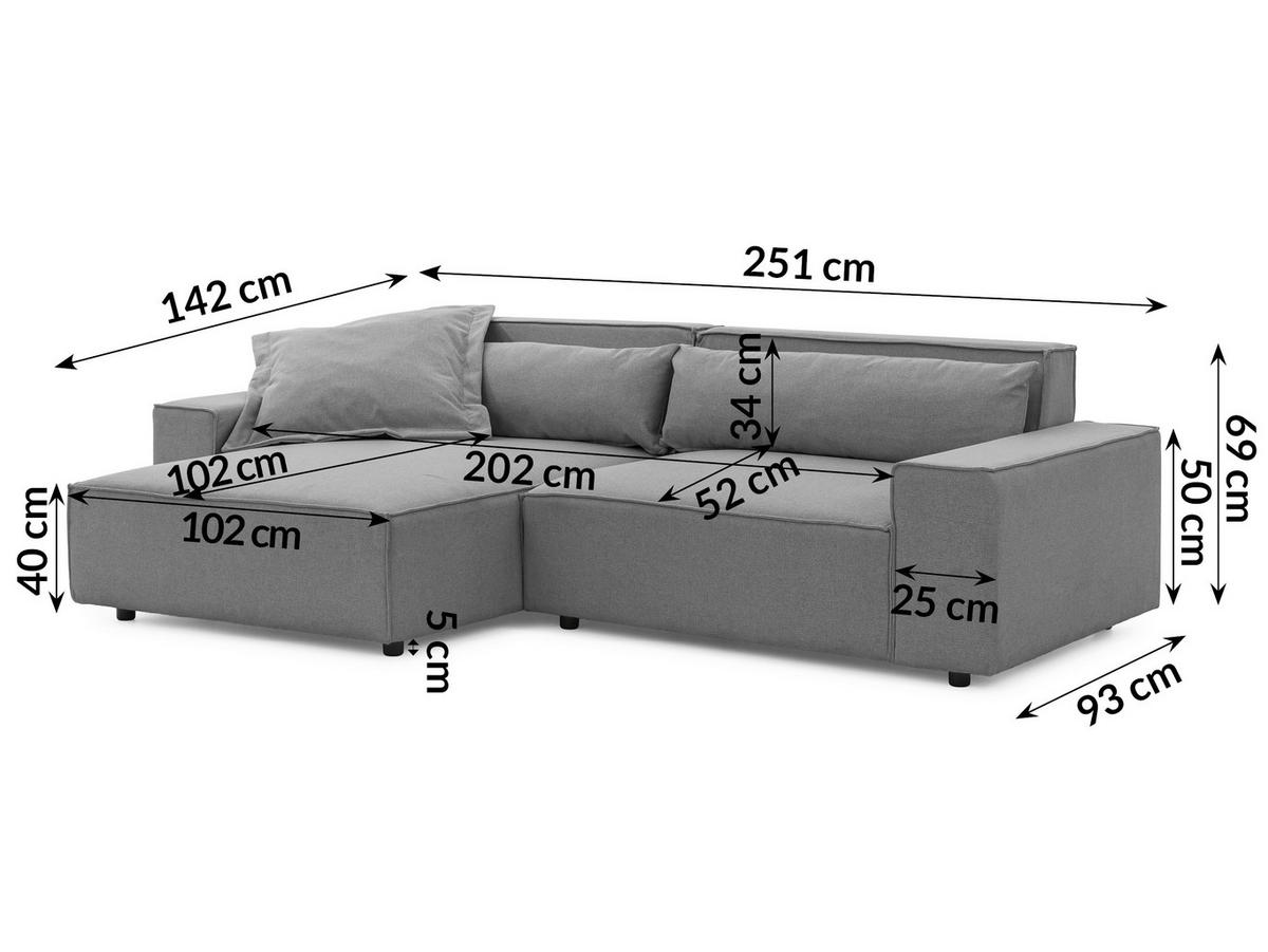 ECKSOFA Webstoff Hellgrau  - Hellgrau/Schwarz, Design, Kunststoff/Textil (251/142cm) - P & B