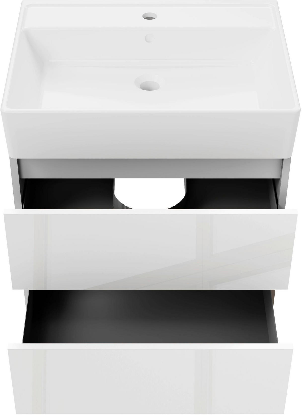 WASCHTISCHKOMBI 61,5 cm  - Schwarz/Weiß, MODERN, Keramik/Holzwerkstoff (61,5cm) - Voleo