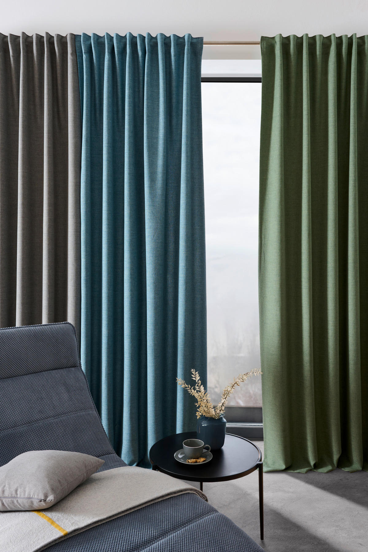 HOTOVÝ ZÁVĚS, neprůsvitné, 140/245 cm - zelená, Basics, textil (140/245cm) - Esposa