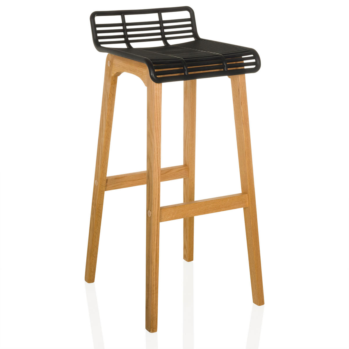 BARHOCKER in Kunststoff Schwarz, Eichefarben  - Eichefarben/Schwarz, MODERN, Holz/Kunststoff (40/88/46cm) - MID.YOU